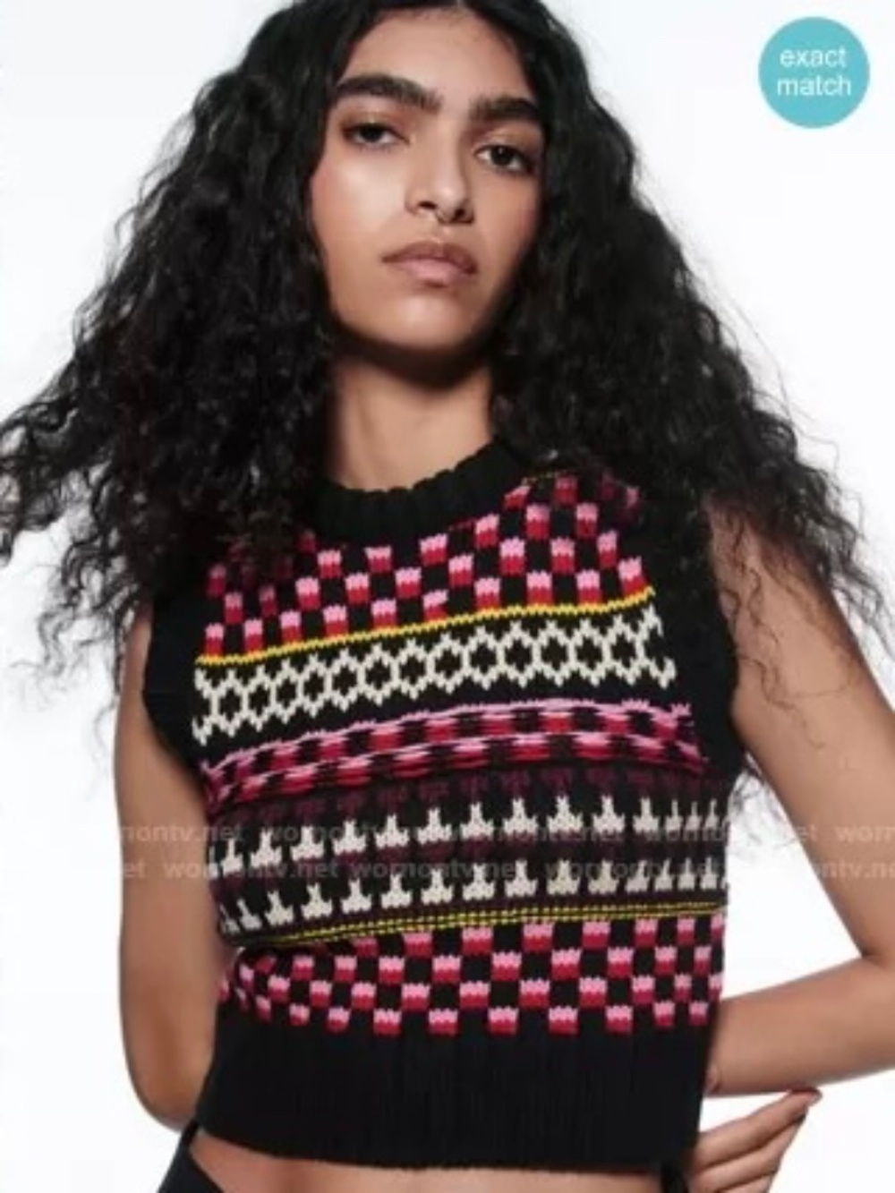 Multicolored checkered Zara cropped knitted vest